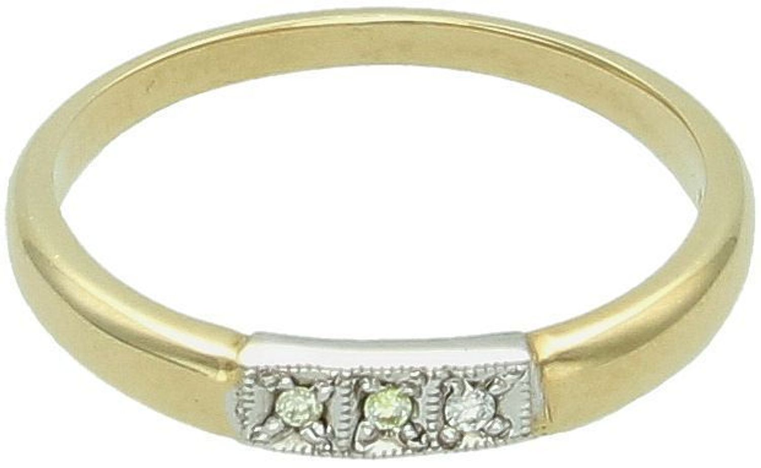 Złoty pierścionek - obrączka z 3 diamentami  Rozmiar 14  Klasyka w szlachetnej formie.jpg